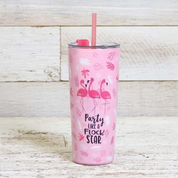 NWT Party LIKE A Star Cantini Star Pink Flamingo Party Tumbler 22oz - Picture 1 of 14